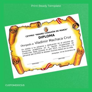 custom Peru CETPRO _Madre Corazón de María_ Diploma in Textile Confection File Preview - CustomDocs