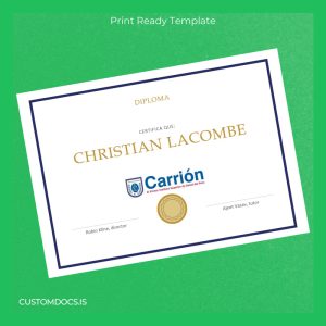 custom Peru Carrión Institute High School Diploma Template File Preview - CustomDocs