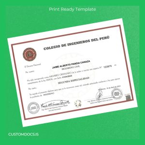 custom Peru Colegio de Ingenieros del Perú Ingeniero Civil Diploma File Preview - CustomDocs