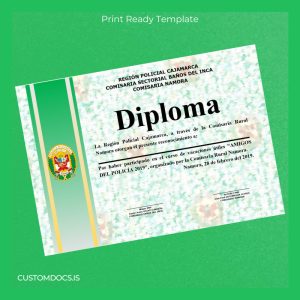 custom Peru Comisaria Rural Namora Diploma of Recognition 2019 Template File Preview - CustomDocs