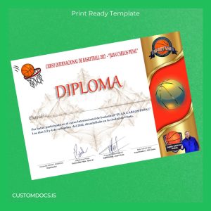 custom Peru Diploma in International Basketball Course Template File Preview - CustomDocs