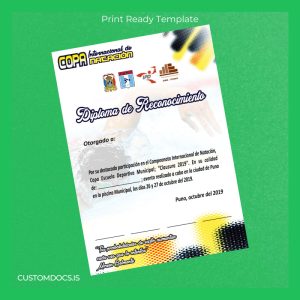 custom Peru Diploma of Recognition in Swimming 2019 Template File Preview - CustomDocs