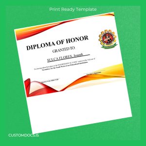 custom Peru Educational Institution Honor Diploma in Secondary File Preview - CustomDocs