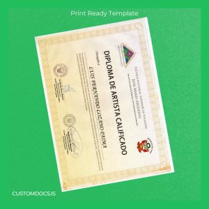 custom Peru Escuela Nacional Superior de Folklore José María Arguedas Diploma of Qualified Artist Template File Preview - CustomDocs
