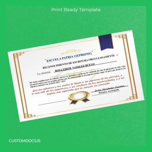 custom Peru Escuela Patria Academic Achievement Recognition Certificate File Preview - CustomDocs