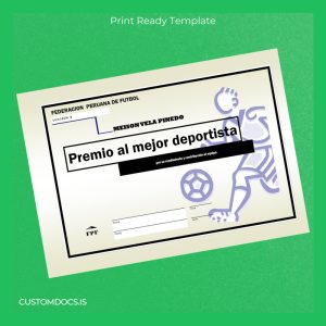 custom Peru Federation of Football Best Athlete Award Diploma File Preview - CustomDocs