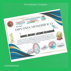 custom Peru Federation of Teachers and Rural Education of Madre de Dios Honorary Diploma File Preview - CustomDocs