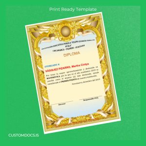 custom Peru Felipe Guaman Poma de Ayala High School Diploma File Preview - CustomDocs