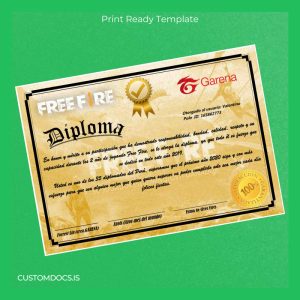 custom Peru Free Fire Diploma File Preview - CustomDocs
