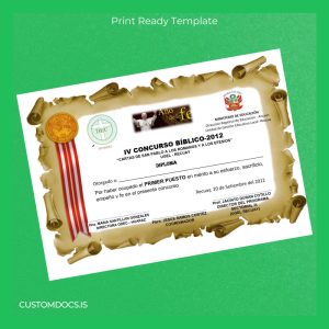 custom Peru Huaraz Institute Diploma of Honor File Preview - CustomDocs