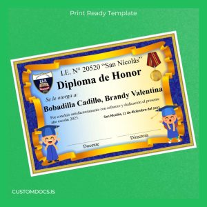 custom Peru I.E. N° 20520 _San Nicolás_ Honor Diploma File Preview - CustomDocs