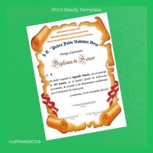 custom Peru I.E. Pedro Julio Valdivia Díaz Honor Diploma File Preview - CustomDocs