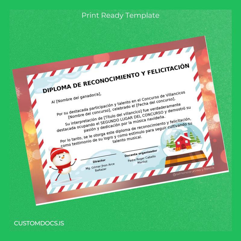 Custom Peru I.E. San Cristobal de Chupán Recognition Diploma Template page 3 File Preview - CustomDocs