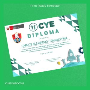 custom Peru I.E. _Mi Colegio_ Diploma in Technical Specialty Group 1_ Garment Industry File Preview - CustomDocs