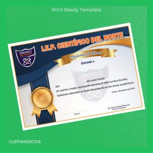 custom Peru I.E.P. Científico del Norte Honor Diploma Template File Preview - CustomDocs