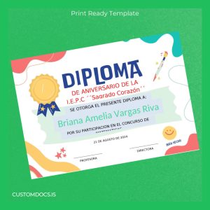 custom Peru I.E.P.C. Sagrado Corazón Diploma Template File Preview - CustomDocs