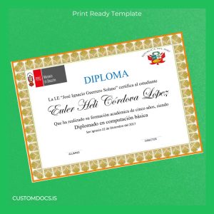 custom Peru I.E _José Ignacio Guerrero Solano_ Diploma in Basic Computing File Preview - CustomDocs