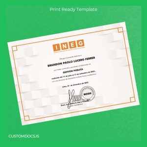 custom Peru INEC Diploma in Public Management Template File Preview - CustomDocs