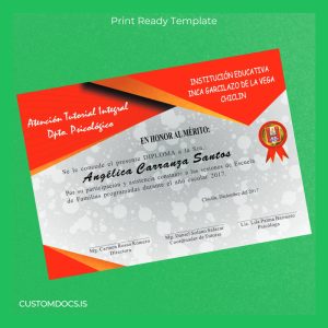 custom Peru Inca Garcilazo de la Vega Diploma Certificate File Preview - CustomDocs