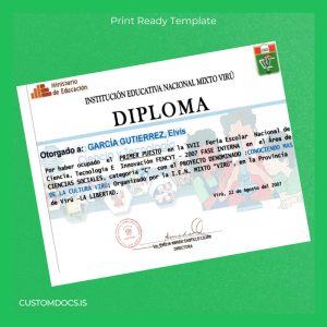 custom Peru Institución Educativa Nacional Mixto Virú Diploma Template File Preview - CustomDocs