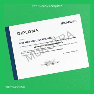 custom Peru Institute of Public Affairs, Politics, and Government Diploma in High Specialization in Public Administration and Management Template File Preview - CustomDocs