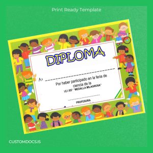 custom Peru Institution Educativa Inicial 557 Medalla Milagrosa Diploma of Participation File Preview - CustomDocs