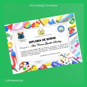 custom Peru Institution Educativa N°8171 _San Francisco_ Honor Diploma File Preview - CustomDocs