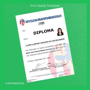 custom Peru Instituto Cultural Peruano Norteamericano Diploma in Basic and Intermediate English Courses File Preview - CustomDocs