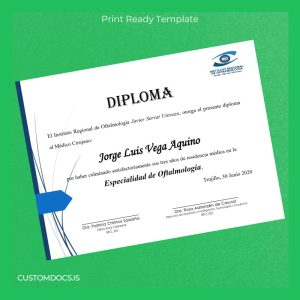 custom Peru Instituto Regional de Oftalmología Javier Servat Univazo Medical Surgeon Diploma in Ophthalmology Template File Preview - CustomDocs