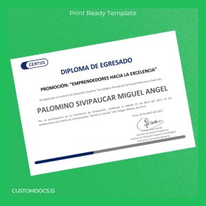 custom Peru Instituto de Educación Superior Tecnológico Privado de Formación Bancaria Diploma of Graduate File Preview - CustomDocs