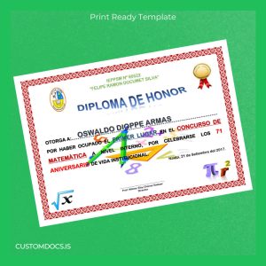 custom Peru Jepps N° 60522 Diploma of Honor Template File Preview - CustomDocs