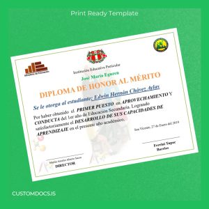 custom Peru José María Eguren Honor Diploma Template File Preview - CustomDocs