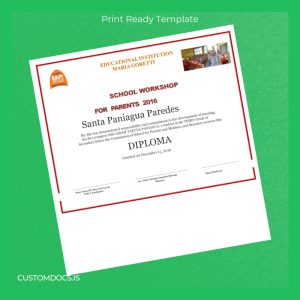 custom Peru María Goretti Educational Institution Parent School Diploma File Preview - CustomDocs