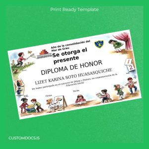 custom Peru Ministry of Education Honor Diploma Template File Preview - CustomDocs