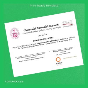 custom Peru National University of Engineering Certificate File Preview - CustomDocs