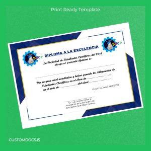 custom Peru Sociedad de Estudiantes Científicos Diploma of Excellence Template File Preview - CustomDocs