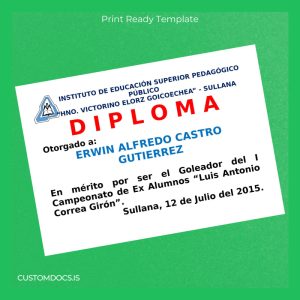 custom Peru Sullana Diploma Template File Preview - CustomDocs