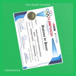 custom Peru Unidad de Gestión Educativa Local de San Román Diploma de Honor Template File Preview - CustomDocs