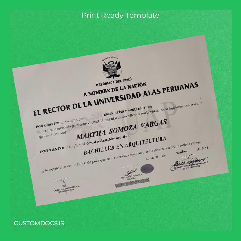 custom Peru Universidad Alas Peruanas Bachelor of Architecture Template File Preview - CustomDocs