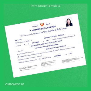 custom Peru Universidad Inca Garcilaso de la Vega Bachelor of Laws and Political Science Diploma File Preview - CustomDocs