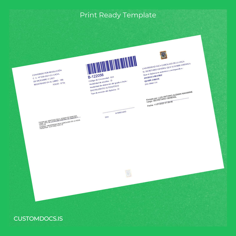 Custom Peru Universidad Inca Garcilaso de la Vega Bachelor of Laws and Political Science Diploma page 2 File Preview - CustomDocs