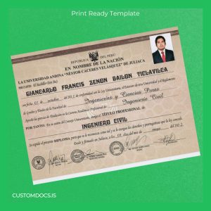 custom Peru Universidad de Juliaca Bachelor's Degree in Civil Engineering Template File Preview - CustomDocs
