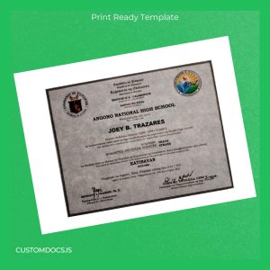 custom Philippines Angono National High School High School Diploma Template File Preview - CustomDocs