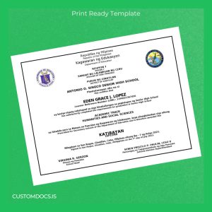 custom Philippines Antonio O. Singco Senior High School High School Diploma File Preview - CustomDocs