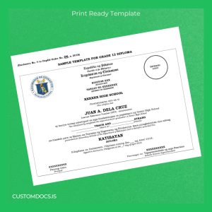 custom Philippines Caraga National High School High School Diploma File Preview - CustomDocs
