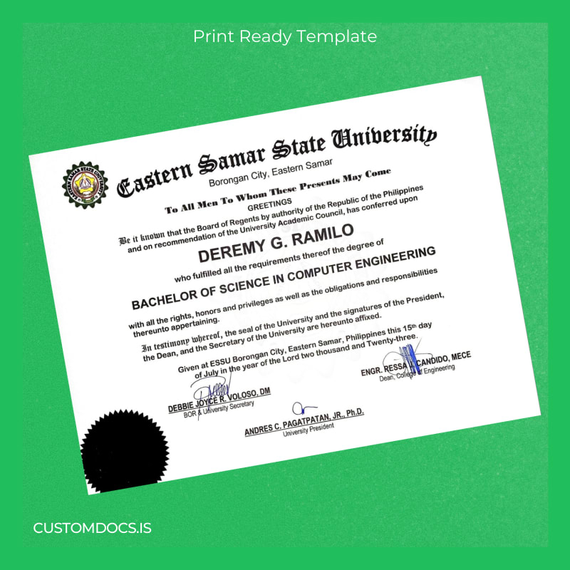 custom Philippines Eastern Samar State University Bachelor of Science in Computer Engineering Template File Preview - CustomDocs