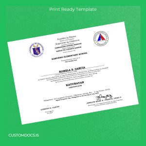 custom Philippines Kamuning Elementary School Elementary School Diploma File Preview - CustomDocs