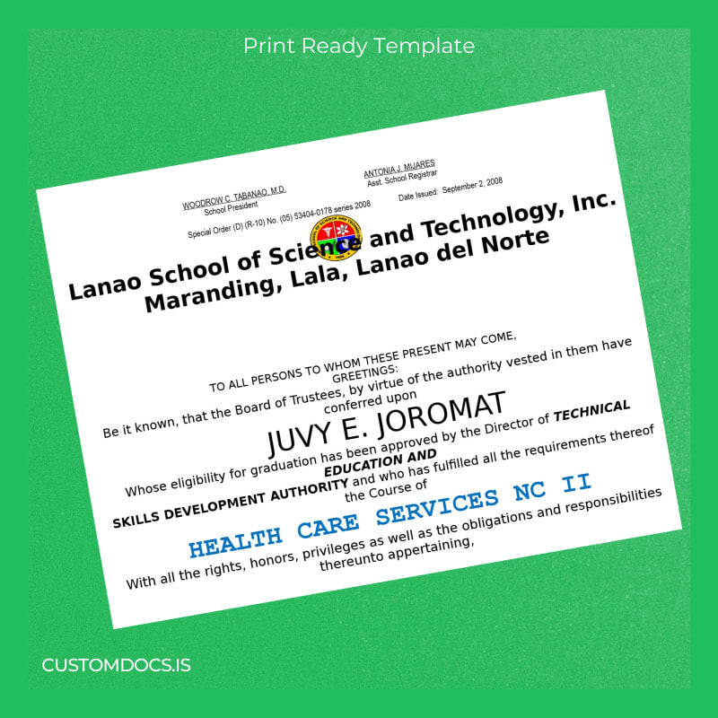 Custom Philippines Lanao School of Science and Technology Inc Two-Year Information Technology Diploma page 2 File Preview - CustomDocs
