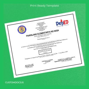 custom Philippines NASA Elementary School Certificate Template File Preview - CustomDocs