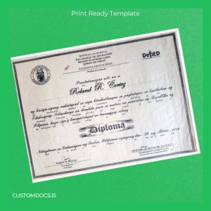 custom Philippines Padapada High School High School Diploma Template File Preview - CustomDocs